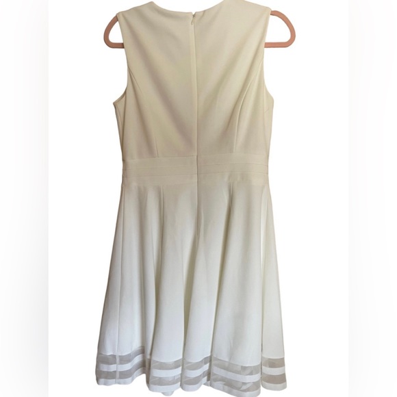 Sleeveless Round Neck Mesh Stripe Skirt Solid Fit and Flare Dress - Picture 7 of 9